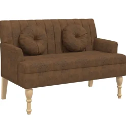Outlet vidaXL Bänk med kuddar 113x64,5x75,5 cm konstmocka Brun