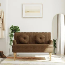 Outlet vidaXL Bänk med kuddar 113x64,5x75,5 cm konstmocka Brun