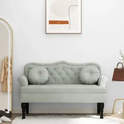 Clearance vidaXL Bänk med kuddar 120,5x65x75 cm sammet Ljusgrå