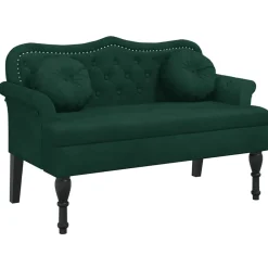 vidaXL Bänk med kuddar mörkgrön 120,5x65x75 cm sammet