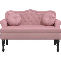 vidaXL Bänk med kuddar rosa 120,5x65x75 cm sammet