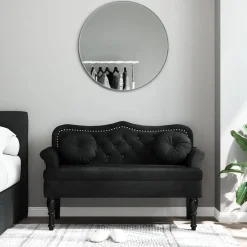 Online vidaXL Bänk med kuddar 120,5x65x75 cm sammet Svart