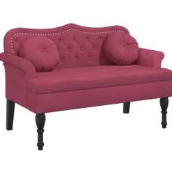 Hot vidaXL Bänk med kuddar 120,5x65x75 cm sammet Vinröd