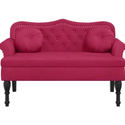 Hot vidaXL Bänk med kuddar 120,5x65x75 cm sammet Vinröd
