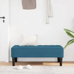 Online vidaXL bänk med kudde 113 x 57 x 39 cm Sammet Blå