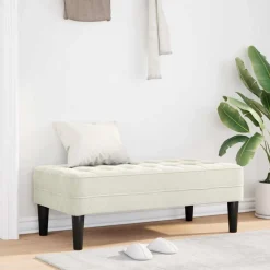 vidaXL bänk med kudde Kräm 113 x 57 x 39 cm Sammet