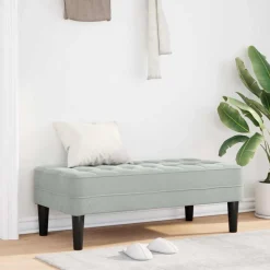 vidaXL bänk med kudde Ljusgrå 113 x 57 x 39 cm Sammet