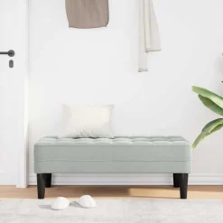 vidaXL bänk med kudde Ljusgrå 113 x 57 x 39 cm Sammet