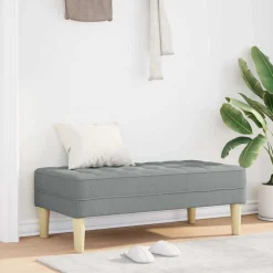 vidaXL bänk med kudde Ljusgrå 113 x 57 x 39 cm tyg