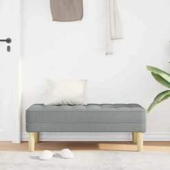 vidaXL bänk med kudde Ljusgrå 113 x 57 x 39 cm tyg