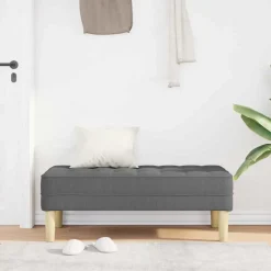 vidaXL bänk med kudde Mörkgrå 113 x 57 x 39 cm tyg