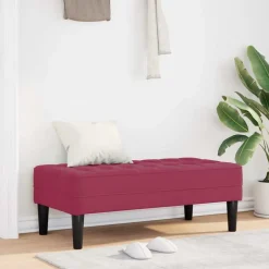 Hot vidaXL bänk med kudde 113 x 57 x 39 cm Sammet Vinröd