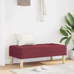 vidaXL bänk med kudde Vinröd 113 x 57 x 39 cm tyg