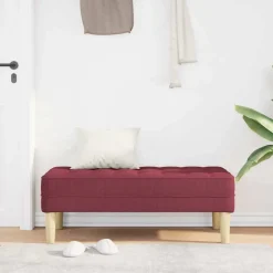vidaXL bänk med kudde Vinröd 113 x 57 x 39 cm tyg