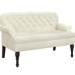Outlet vidaXL Bänk med ryggstöd gräddvit 119,5x64,5x75 cm sammet Kräm