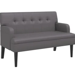 Discount vidaXL Bänk med ryggstöd 112x65,5x75 cm konstläder Grå