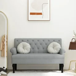 vidaXL Bänk med ryggstöd ljusgrå 120x62x75,5 cm grå