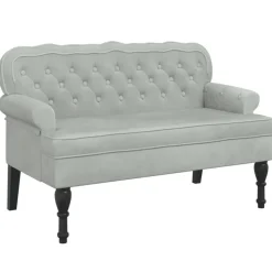 vidaXL Bänk med ryggstöd ljusgrå 119,5x64,5x75 cm sammet