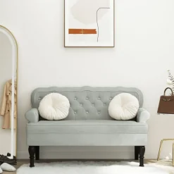 vidaXL Bänk med ryggstöd ljusgrå 119,5x64,5x75 cm sammet