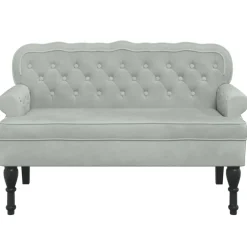 vidaXL Bänk med ryggstöd ljusgrå 119,5x64,5x75 cm sammet