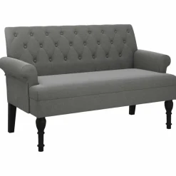 Hot vidaXL Bänk med ryggstöd 120x62x75,5 cm tyg Mörkgrå