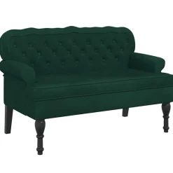 vidaXL Bänk med ryggstöd mörkgrön 119,5x64,5x75 cm sammet
