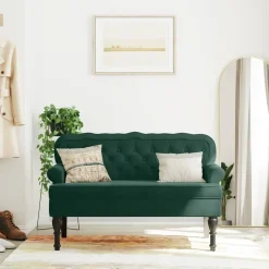 vidaXL Bänk med ryggstöd mörkgrön 119,5x64,5x75 cm sammet