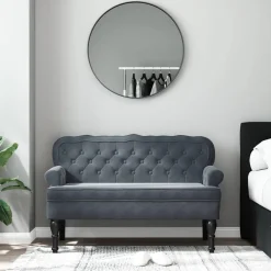Online vidaXL Bänk med ryggstöd 119,5x64,5x75 cm sammet Mörkgrå