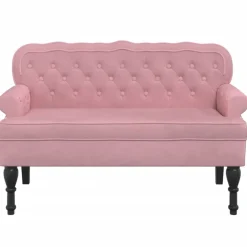 vidaXL Bänk med ryggstöd rosa 119,5x64,5x75 cm sammet