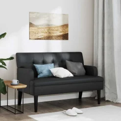 Outlet vidaXL Bänk med ryggstöd 112x65,5x75 cm konstläder Svart