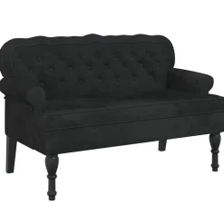 Online vidaXL Bänk med ryggstöd 119,5x64,5x75 cm sammet Svart