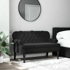 Online vidaXL Bänk med ryggstöd 119,5x64,5x75 cm sammet Svart