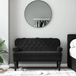 Online vidaXL Bänk med ryggstöd 119,5x64,5x75 cm sammet Svart