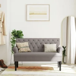 vidaXL Bänk med ryggstöd taupe 120x62x75,5 cm blå