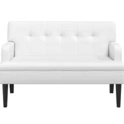 New vidaXL Bänk med ryggstöd 112x65,5x75 cm konstläder Vit