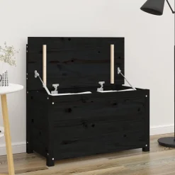 Online vidaXL Bänk 80x41x77 cm massiv furu Svart
