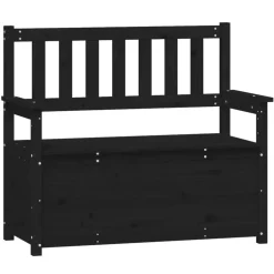 vidaXL Bänk svart 112,5x51,5x96,5 cm massiv furu