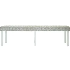 vidaXL Bänk vit 160x35x45 cm kuburotting och massivt mahognyträ