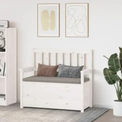 Online vidaXL Bänk 112,5x51,5x96,5 cm massiv furu Vit
