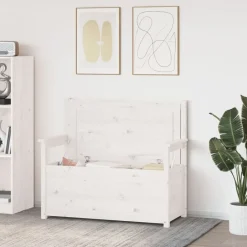 Online vidaXL Bänk 112,5x51,5x96,5 cm massiv furu Vit