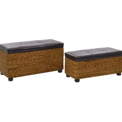Discount vidaXL Bänkset 2 delar sjögräs Brun