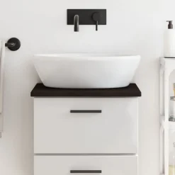 vidaXL Bänkskiva för badrum mörkbrun 40x30x2 cm behandlat massivt trä