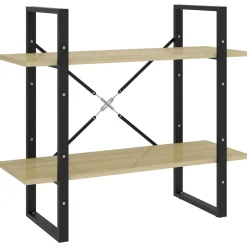 vidaXL Bokhylla 2 hyllor sonoma-ek 80x30x70 cm konstruerat trä