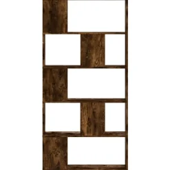 vidaXL Bokhylla 5 hyllplan rökig ek 80,5x23,5x162,5cm konstruerat trä