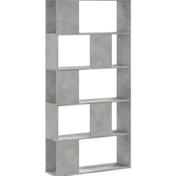 Best vidaXL Bokhylla 5 hyllplan 80,5x23,5x162,5cm konstruerat trä Betonggrå