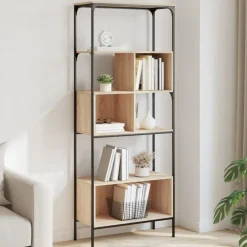 Online vidaXL Bokhylla 5 hyllplan sonoma-ek 76x33x188,5 cm konstruerat trä Sonoma ek