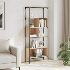 Online vidaXL Bokhylla 5 hyllplan sonoma-ek 76x33x188,5 cm konstruerat trä Sonoma ek