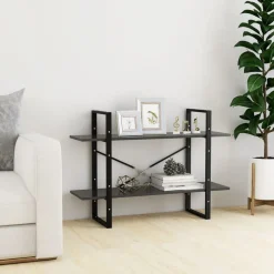vidaXL Bokhylla 2 hyllplan grå 100x30x70 cm konstruerat trä