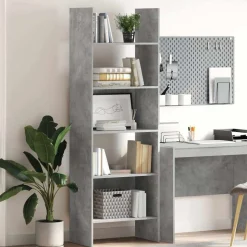 vidaXL Bokhylla betonggrå 60x35x180 cm konstruerat trä