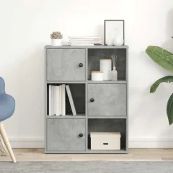 Best vidaXL Bokhylla 60x24x76,5 cm konstruerat trä Betonggrå